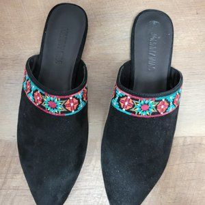Johnny Was Black Suede Mule Sz 7